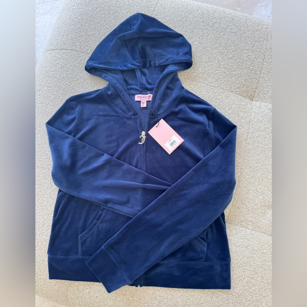 NWT JUICY COUTURE BLUE BLING TRACKSUIT SHORTS AND HOODIE SET - SIZE L - Picture 3 of 6